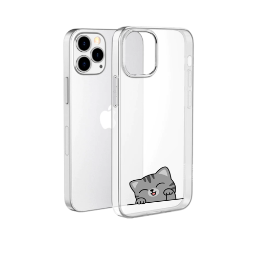 Apple Iphone 13 Mini / 13 / 13Pro / 13 Pro Max transparant siliconen hoesjes grappig poesje - Apple - Nieuwetelefoonhoesjes.nl