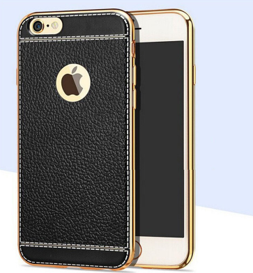 Wreed handboeien Coördineren Apple Iphone 6 / 6S telefoonhoesje cover hoesje flexibel goud/zwart - Apple  - Nieuwetelefoonhoesjes.nl